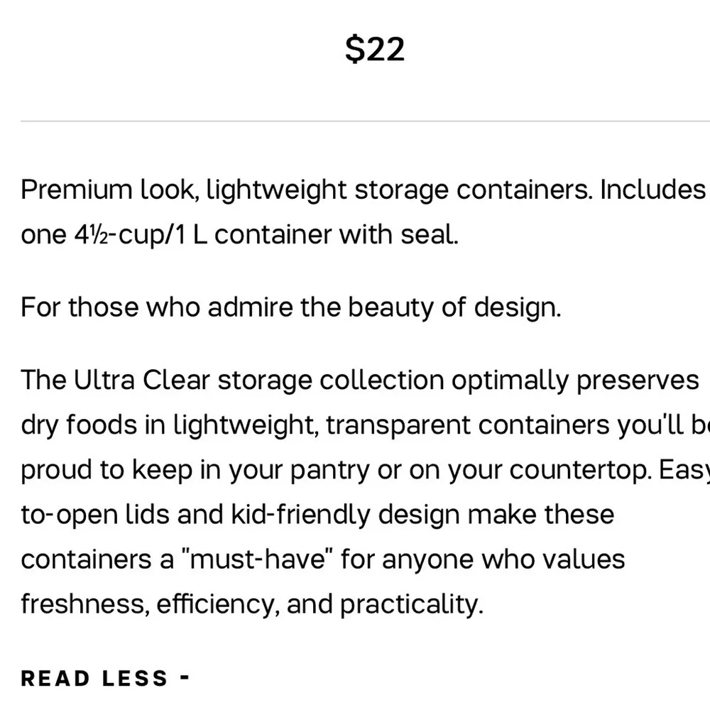 Tupperware Ultra Clear 4 1/2 Cup/ 1 L Container